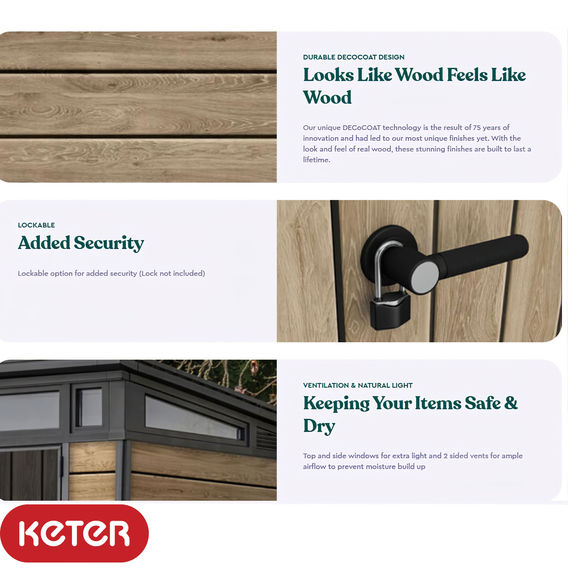 Keter 11 x 7' Pent Shed – Walnut