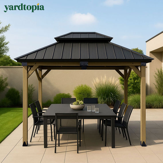 Yardtopia Maryborough 3m x 3m Timber & Steel Double Hip Roof Gazebo Yardtopia Maryborough 3m x 3m Timber & Steel Double Hip Roof Gazebo