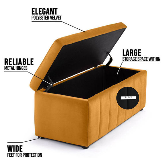 Becca Storage Ottoman/Bench Black Velvet