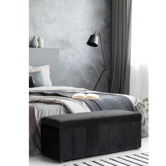 Becca Storage Ottoman/Bench Black Velvet