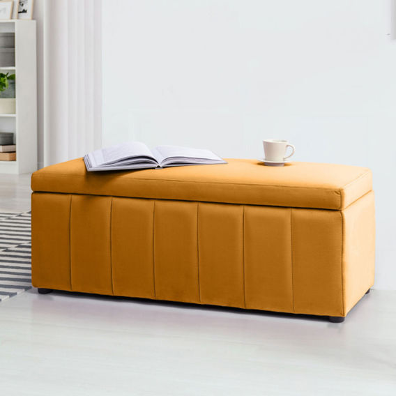 Becca Storage Ottoman/Bench Mustard Velvet