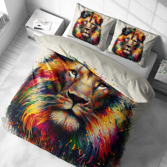 Rainbow Lion Printed Quilt Cover Bundle - DB