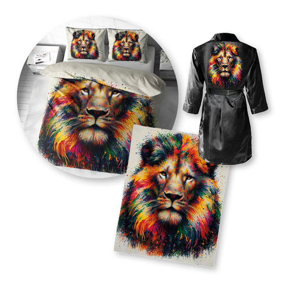 Rainbow Lion Printed Quilt Cover Bundle - DB Rainbow Lion Printed Quilt Cover Bundle - DB