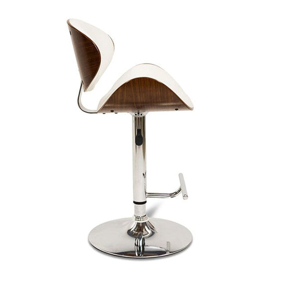 MONACO Barstool White PU Seat/Chrome Base