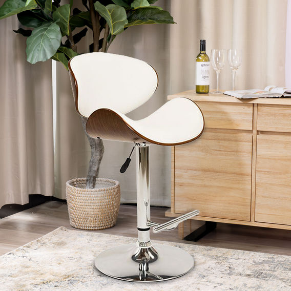 MONACO Barstool White PU Seat/Chrome Base